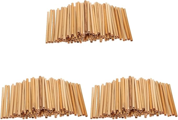 Garneck 300Pcs Natural Reed Bee Tubes 15cm Hollow Stems for Bee Nesting Pollination (0.5-0.8cm Diameter)