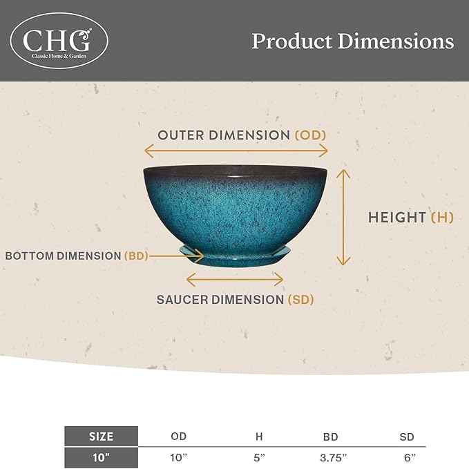 Classic Home & Garden by Growscape Rosie Modern Planter(10” Indigo Speckle)