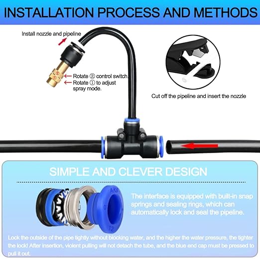 82FT Drip Irrigation Kit, Automatic Garden Watering System with Tool-Free Quick Connectors, 360° Bending Drippers & Copper Misting Nozzles for Greenhouse, Patio, Lawn & Vegetable Garden. (25M)