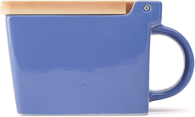 Zero Japan Bee House Premium Salt Box with Hinoki Lid - Container for Sea Salt and Spices - Elegant Cellar for Kitchen Countertop - Blueberry Blue, 16 oz