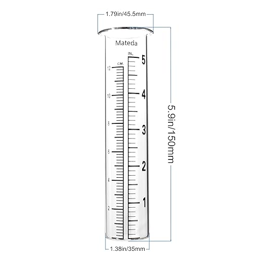 5 inch Capacity Rain Gauge with Stainless Steel Fence Mounting Rack Holder with 2 Pcs Replacement Tube Glass, Post Mount Rain Gauge for Yard Garden Outdoor Home