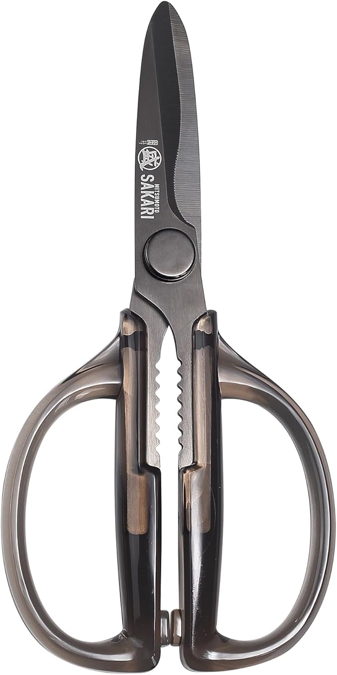 MITSUMOTO SAKARI Japanese Kitchen Scissors, Heavy Duty Detachable Kitchen Shears with Titanium-Plated Stainless Steel Blades, Clear Acrylic Handles for Meat, Fish, Nuts & Vegetables