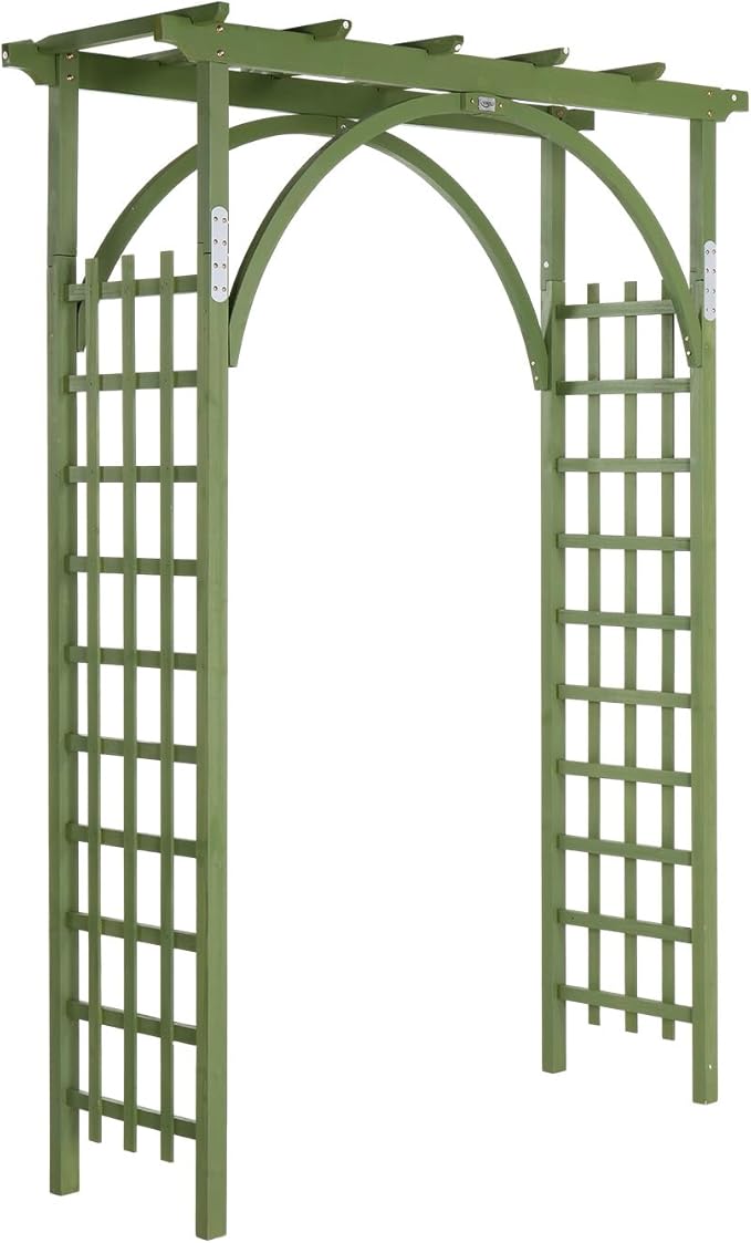 VINGLI 85in Wooden Arbor, Wedding Arch for Ceremony, Wood Trellis for Plant Climbing, Christmas Decor Pergola for Garden Backyard, Lawn (Olive Green)