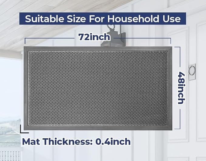 Muddy Mat® Meshy Mat™ Door Mat Heavy-Duty Quick-Dry Floor Mat, Sand & Dirt Trapper for Indoor & Outdoor, Ideal for Entrance, Mudrooms,Patios & Garages,Low-Profile,Non-Slip,Washable– Grey 48"x72"x0.4"