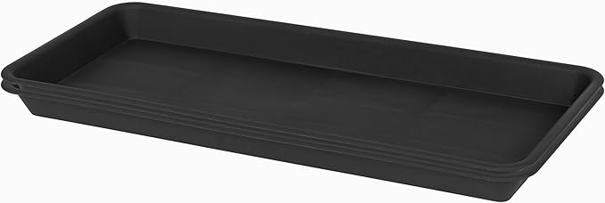VUWEZ 2 Pack Plastic Plant Saucer, Rectangular, Indoors Outdoor, Drip Tray for Flower Pot, Windowsill (6 X 11 Inch, Black)