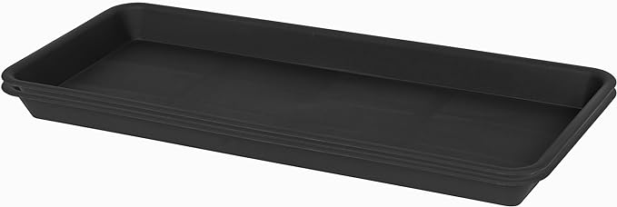 VUWEZ 2 Pack of Plastic Plant Tray Saucer Rectangular 17 18 inch, Plant Trays Saucers for Indoors Outdoor, Plant Water Drip Tray for Flower Pot Planter, Windowsill Plant Tray (7.8 X 17.5'', Black)