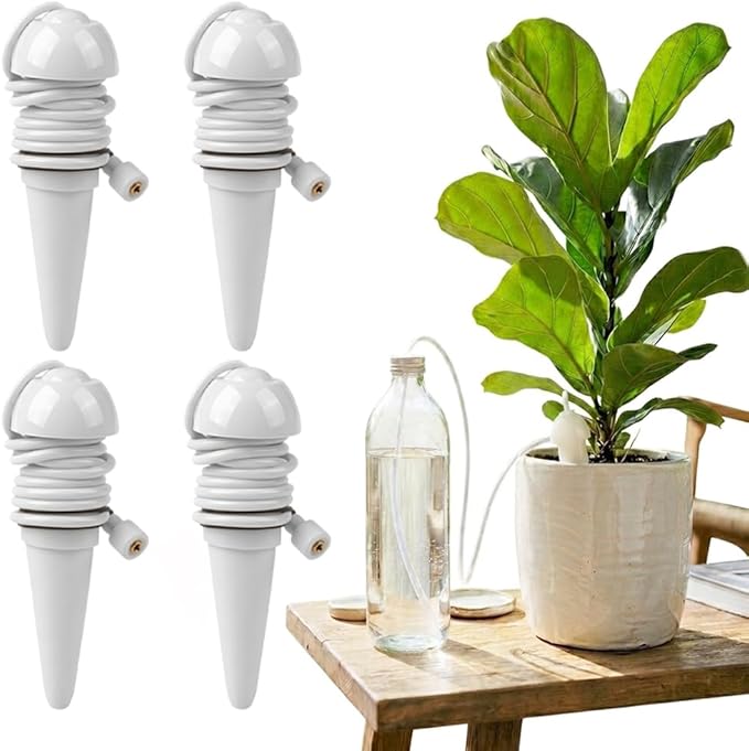 4PCS Terracotta Watering Spikes, Self Watering Spikes for Potted Plants, Terra Cotta Watering Spikes, Automatic Terracotta Spikes, Vacation Self Watering Planter Insert for Indoor Outdoor Houseplants