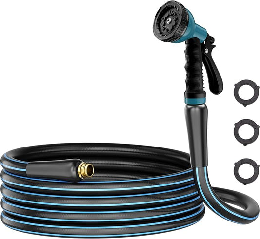 Besiter 25FT Garden Hose with 10 Function Sprayer: Water Hose Lightweight Durable All-Weather - Flexible Kink-Free Hose 5/8" - Pressure Washer Hose for Garden, Car Washing, and Outdoor Cleaning