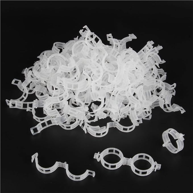 YUXIANG Plant Support Clips, 200 Pcs Tomato Clips, Plastic Trellis Clips, Grape Vine Tomato Vine Vegetables Plants Garden Support Clips to Grow Upright Makes Plants Healthier (200, White), 0618-1