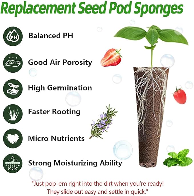 101pcs Hydroponic Pods Kit - Grow Anything Seed Pods with 30 Grow Sponges, 30 Labels, 15 Grow Baskets & Domes 10 Plant Tags and 1 tweezer | Fits Most Indoor Gardening Planting Systems