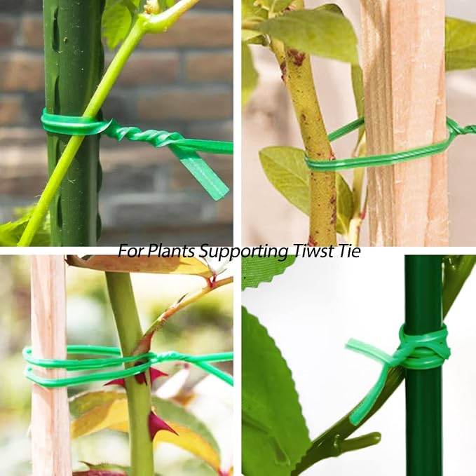 300 Pcs 6 Inch Twist Ties for Bags, Plant Ties, Breads Ties Twisty-tie, Climbing Plants Ties, Bags Cables Cords Ties, Heavy Duty, Soft Green PE, w. Reusable Mylar Ziplock Bag
