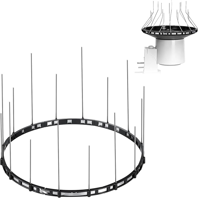 Bird Spikes Compatible with Ambient Weather WS5000, Adjustable Weather Station Bird Spike Kit with Stainless Steel Locking Ties & Wires for Rain Gauge Funnel Protection, Black