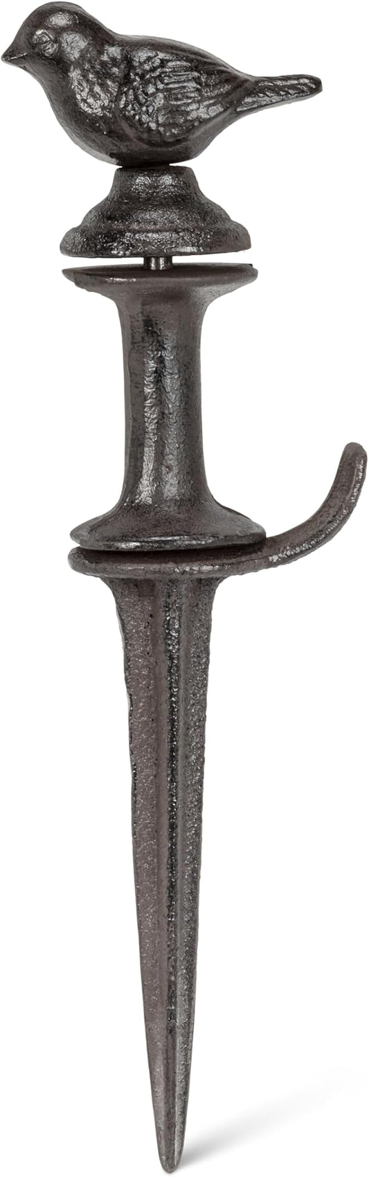 Abbott Collection Hose Guide Stake with Bird - Cast Iron, Brown (11.5" H)