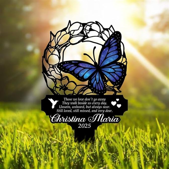 Personalized Metal Yard Sign, Custom Butterfly Metal Stake Decor, Butterfly & Flower Design, Gift for Garden Lovers, Garden Decor