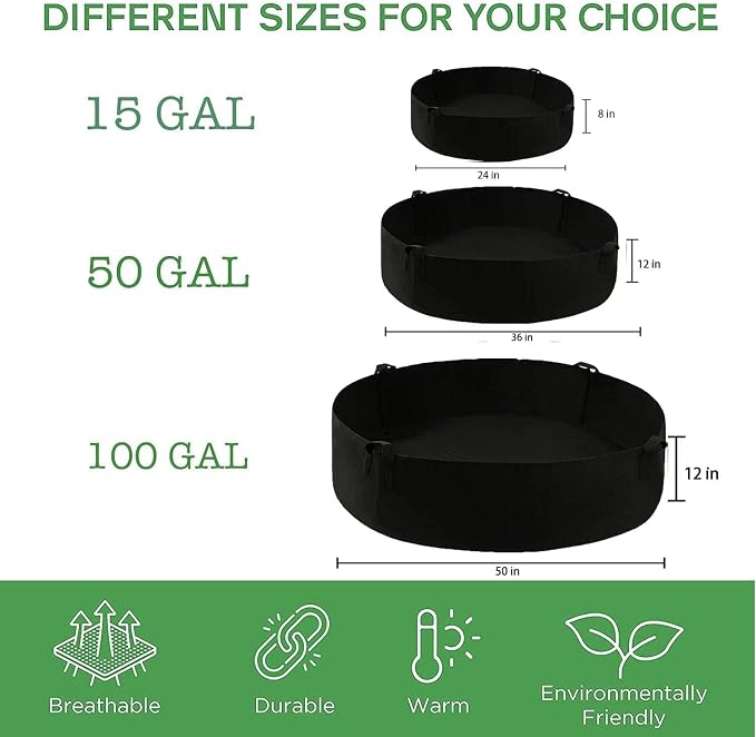 ZtohPyo 2-Pack 15 Gallon Grow Bags,Round Fabric Raised Garden Beds with 2 Handles,Durable Garden Planter Cloth Pots Container to Grow Vegetables for Outdoor Plants