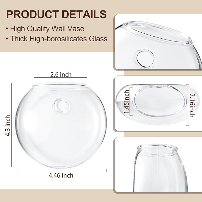 Window Propagation Stations, Oblate Glass Terrariums Planter with Suction Cup Hook, Wall Hanging Planters for Hydroponics Plants, Home, Office, Bathroom, Living Room Decor, Gift for Plant Lovers (2)