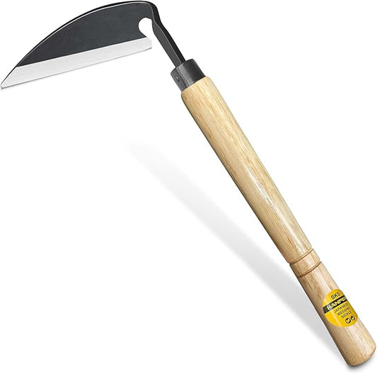 Hanpex - Japanese Weeding Sickle, Wide Blade Gardening Tools - Premium Quality Hand Hoes/Weeding Sickle Have Very Sharp Edge for Quick Work (Long Handle)