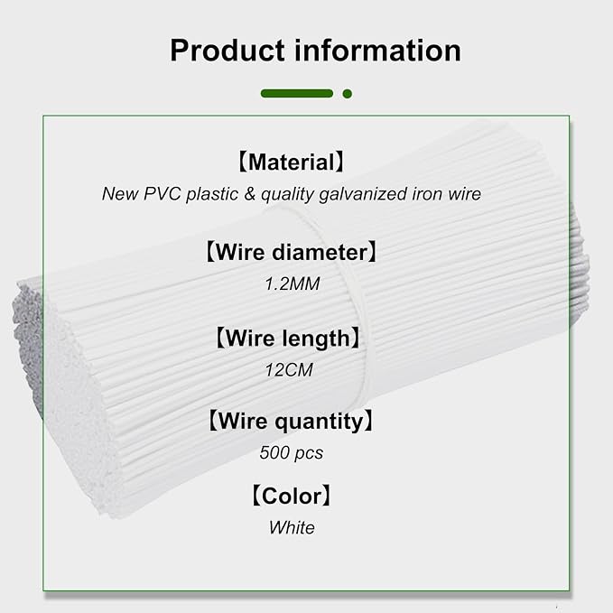 Plastic Twist Ties for Bags,4.7 Inch Cable Bread Ties Reusable Plant Wire Twist Tiesfor Household and Office Use (White 500pcs, 500pcs)