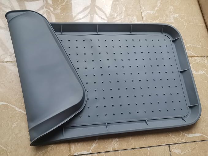 Rubber Boot Tray for Entryway,Boot Mat,Shoe Tray,Shoe Mat for Indoor and Outdoor Use (2Pcs Soft Silicone Rubber Gray, 29.5X14.9 inch)