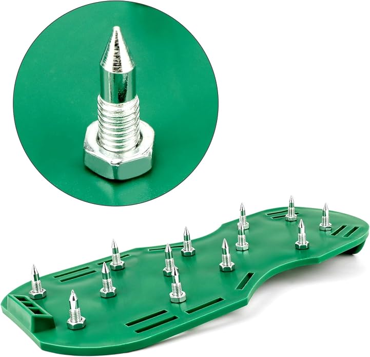 QWORK Gunite Spiked Shoes With 3/4” Short Spikes Perfect For Epoxy Floor, Overlays, Cover Installation, Green Color (Pair)