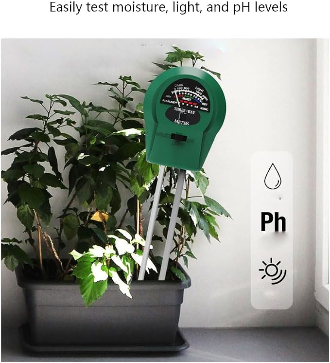 Soil Meters,Soil Test Kit, 3-in-1 Soil Moisture Meter, Soil pH Meters for Garden,Lawn,Farm Indoor&Outdoor White
