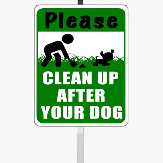 Clean Up After Your Pet Yard Sign with DOG Graphic,Aluminum Lawn Signs Rust Free Garden Signs (8x12in)
