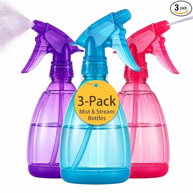 DilaBee Plastic Spray Bottles - 12oz (3 Pack) Water Spray Bottle for Hair, Gardening, Grilling & Cleaning Solution - Empty Spray Bottles for Cat - Small Spray Bottle