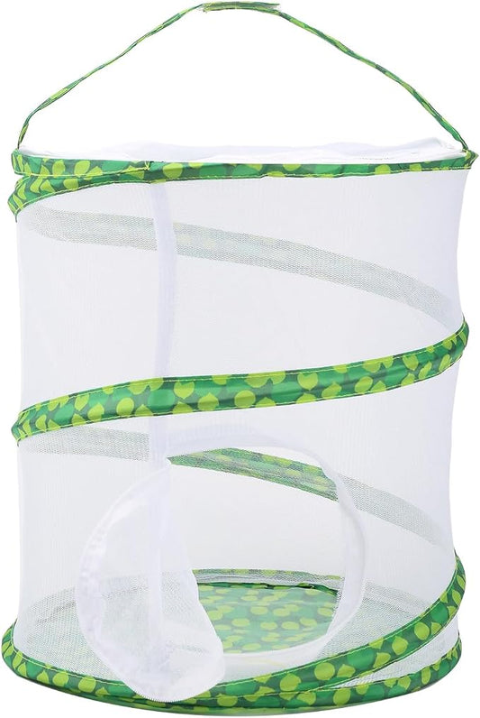 Insect Lore Butterfly Garden Habitat Foldable Washable and Reusable Butterfly Cage 11.8" x 13.8"Tall(Green-B, Medium)