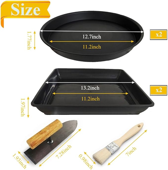 Round Stepping Stone Molds, 4 Size Cement Paver Molds for Concrete 12.7'' 13.2'' Plastic Brick Concrete Molds and Forms for Walkways Garden Pavement