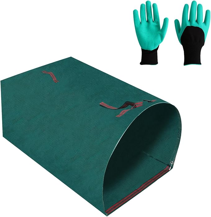 72 Gallon Reusable Yard Waste Bags 2 Pack, Heavy Duty Collapsible Lawn & Leaf Bag, No-Bend Dustpan Design with Support Rods, Foldable Garden Debris Bag for Grass Clippings, with Gardening Gloves