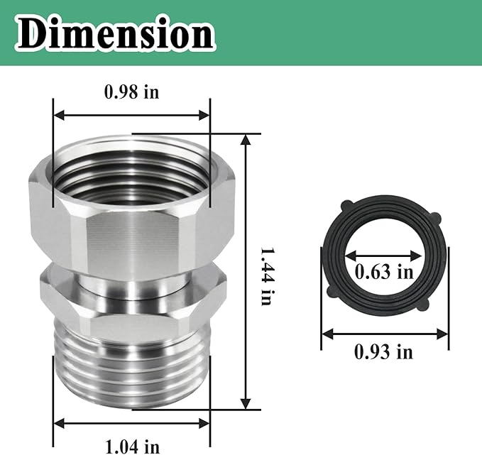 Garden Outdoor Hose Swivel Adapter, 3/4 GHT Male and Female, Water Pipe Connectors with Washer
