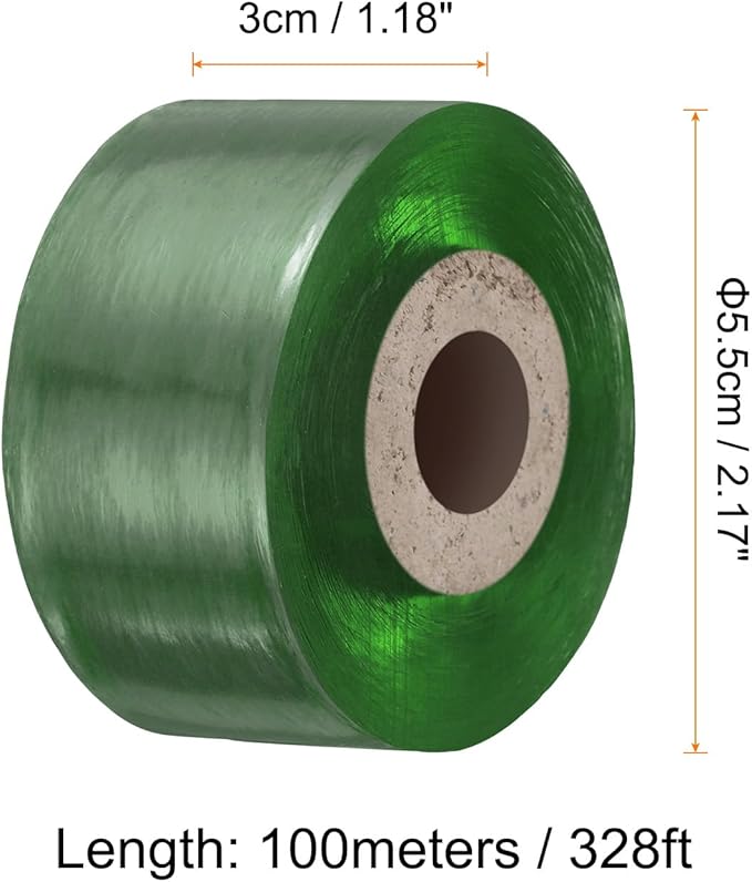 HARFINGTON 2pcs Fruit Tree Grafting Tape 3CM x 100M PVC Stretchable Garden Grafting Tool Plants Nursery Repair Tapes Self Adhesive Floristry Film for Floral Tree and Poly Budding Tape, Green