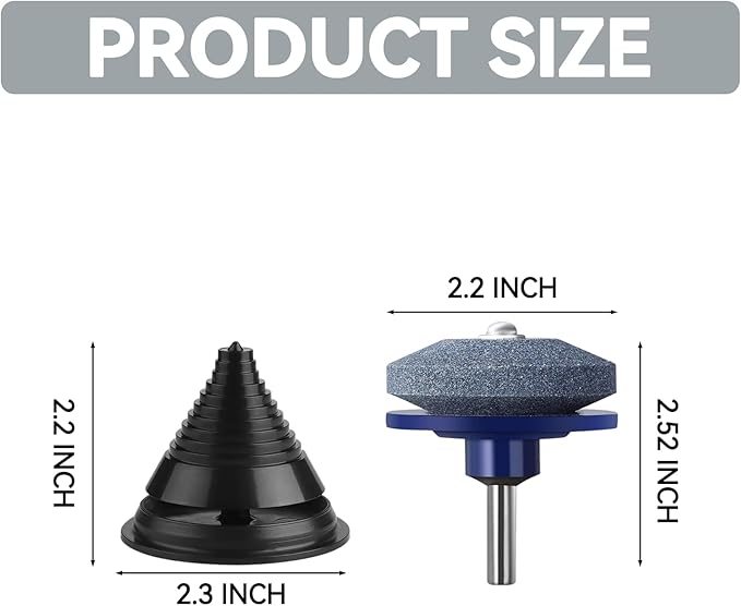 4PCS Lawnmower Blade Sharpener, Universal Rotary Lawn Mower Blade Sharpener with Balancer for Any Power Hand Drill (Blue)