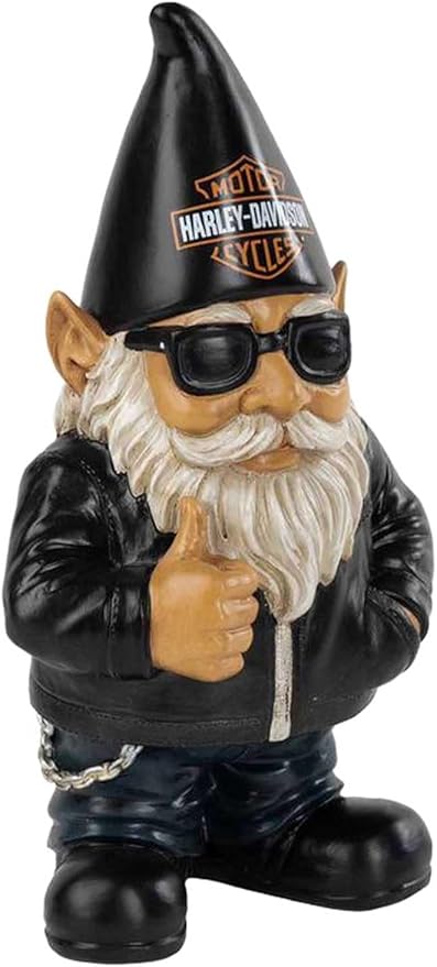 Harley-Davidson Bar & Shield Sculpted Biker Garden Gnome Ace, Indoor/Outdoor Use