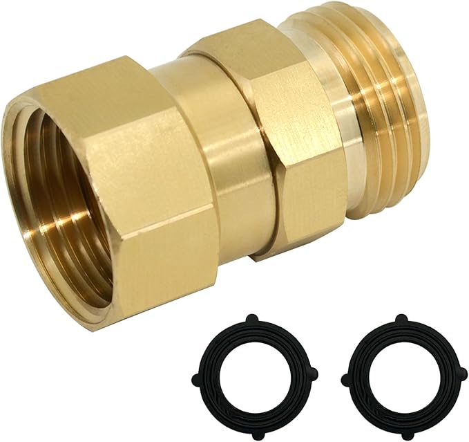 Hose Swivel Fitting, Garden Hose Connector 3/4 GHT, Good Sealing Performance with No Leaks, Brass