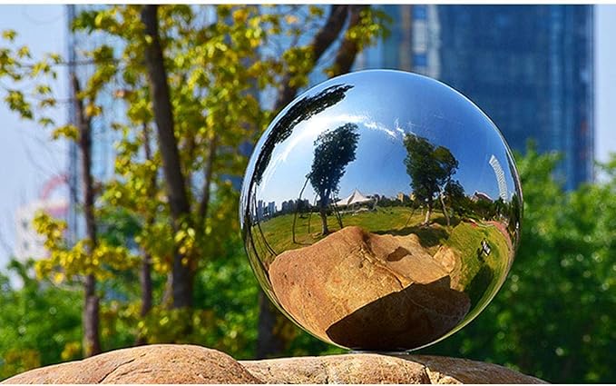 10 inch Diameter Gazing Ball,Silver Stainless Steel Polished Reflective Smooth Garden Sphere Globe Mirror,Colorful and Shiny Addition to Any Garden or Home