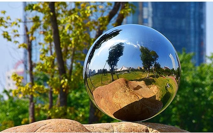 8pcs 2.4-6in Mirror Garden Spheres, Seamless Silver Stainless Steel, Props for Photography, Colorful Home Addition