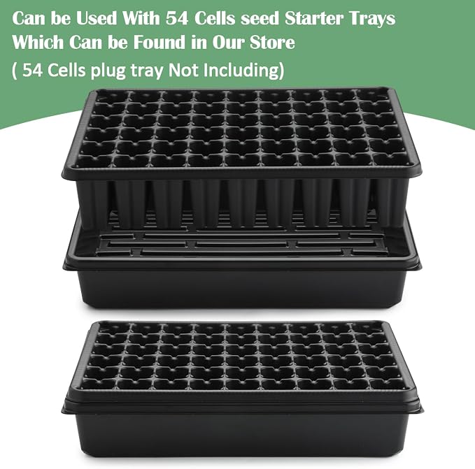 RooTrimmer 10 Pack Seed Starter Trays - Heavy Duty Plastic Flats, Fits 54 Cell Plug Tray, Seedling Tray for Carrying and Holding Plant Nursery Pot,Seed Germination & Plant Propagation (TD377)