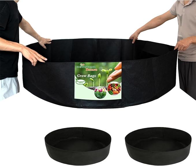 2-Pack 100 Gallon Large Non-Woven Grow Bags Reusable Thickened Durable Aeration Fabric Pot Black (100Gal_2Pcs)