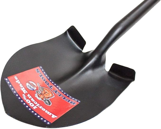 Bully Tools 14-Gauge Round Point Spade Shovel with D-Grip Heavy Duty Fiberglass Handle | Metal Body Digging Shovel for Garden Landscaping, Trenching and Planting, Garden Tools, 100% Made in USA