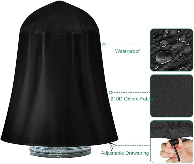 Outdoor Garden Fountain Covers Waterproof Dustproof Statue Protective Cover for Winter Patio Water Fountains Statues Black 48"x68" Fountain Cover