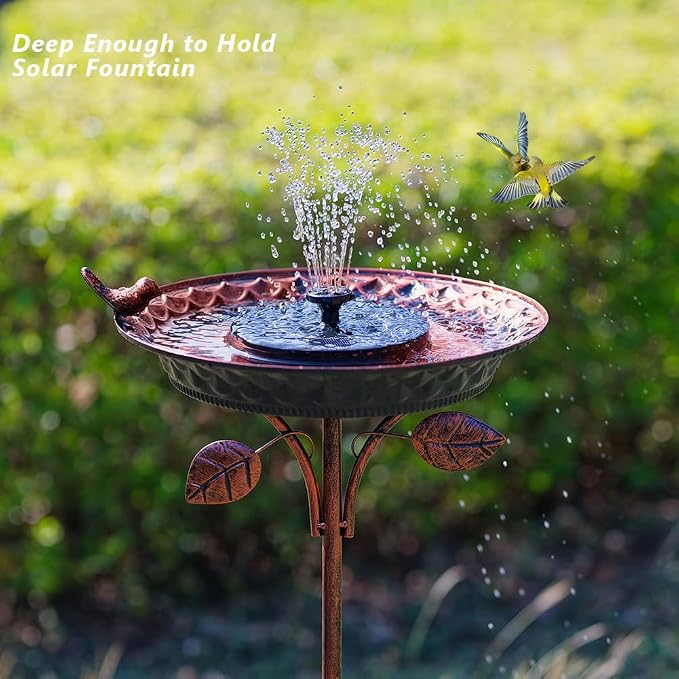 dreamysoul Metal Outdoor Bird Baths, 37 Inches Tall Freestanding Birdbaths, 5-Pronged Bird Bath for Outside Garden Yard Patio Decor
