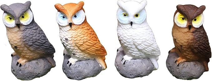 Mini Owl Figurines 4pcs - Fairy Garden Accessories, Miniature Owls for Fairy Garden Decor, Small Owl Gifts for Women Mom Grandma