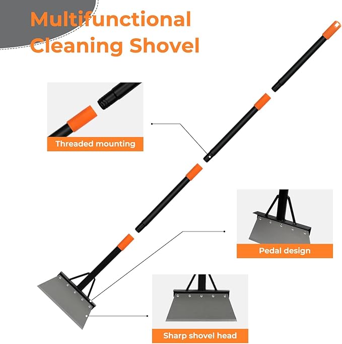 Garden Flat Shovel,Heavy Duty Weeding Tools Gardening,60" Long Handle Metal Floor Scraper,Multifunctional Cleaning Shovel for Lawn Edging, Scraping, Weed, Ice and Snow Removal