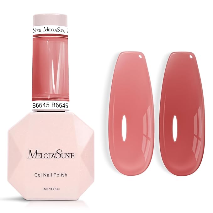 MelodySusie Jeweliver Jelly Gel Nail Polish, 0.5Fl.oz Rose Nude Pink Gel Polish Soak Off UV LED Light Cure Gift for Women Manicure Nail Art DIY at Home B6645