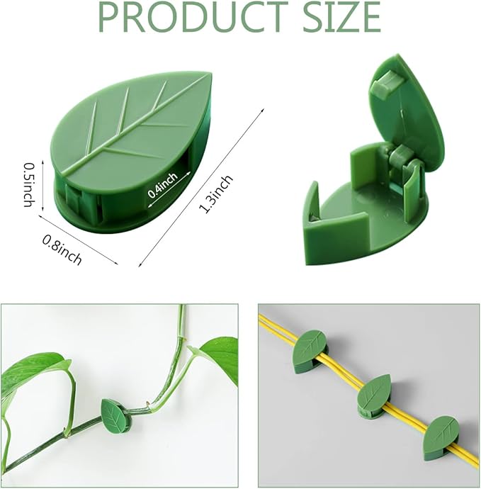 LUCKJUJU 60 Pcs Plant Climbing Wall Fixture Clips Self-Adhesive Hook Vines Traction Clips Invisible Holder Garden Green Leaf Simulation Self-Adhesive Hook Wire Fixing Supporting