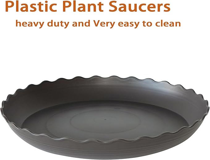 6 Pack of 6 inch Plant Saucer Plant Tray, Plastic Plant Saucer, Heavy Duty Plant Tray for Pots, Plant Saucers for Indoors Planter, Garden Water Plate Bowls for Gallon Grow Bags (Brown)