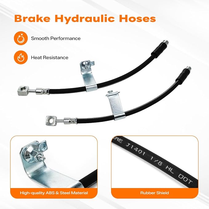 H620475 & H620474 Front Right & Left Side Brake Hydraulic Hoses Compatible with 2004-2012 Chevy Malibu & 2005-2010 Pontiac G6 G8 & 2007-2009 Saturn Aura