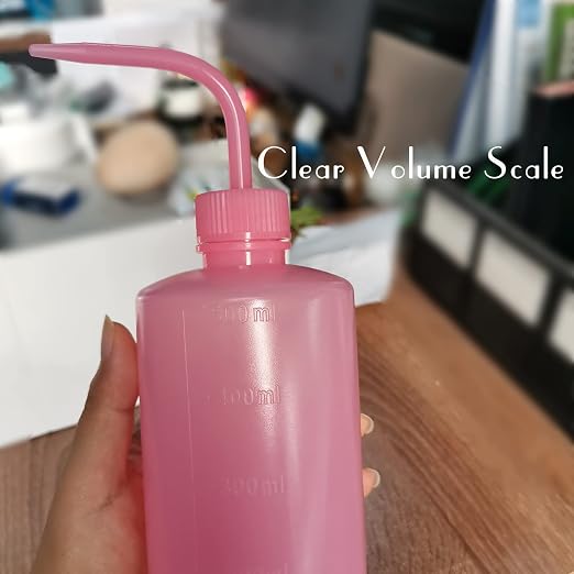 Valchoose Professional 500ml Safety Squeeze Bottle 16.9oz (Pink), LDPE No Spill, Plastic Wash Bottle (1Pack)