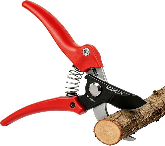 AGRICUT 7" Pruning Shears Heavy Duty Professional, Made of Japanese SK5 Steel Blades, 4/5 Cut Capacity, Bypass Hand Pruners Garden Clippers for Tree Flower Branch Trimming, S20